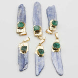 Natural Kyanite and Green Agate Pendant Necklace Jewelry Making