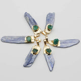 Natural Kyanite and Green Agate Pendant Necklace Jewelry Making
