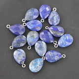 Lapis Lazuli Stone Faceted Necklace Pendant Charms DIY Jewelry Making Access.