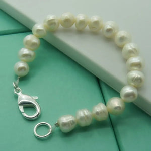 Natural Pearl Bracelet 925 Sterling Silver Women Charm Jewelry