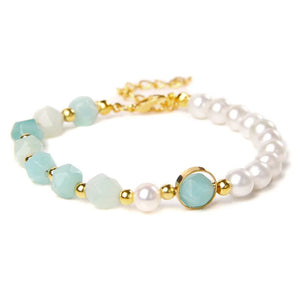 Natural Pearl Chain Bracelets For Women Men Amazonite Stone Crystal Bracelet