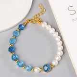 Natural Pearl Chain Bracelets For Women Men Amazonite Stone Crystal Bracelet