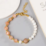 Natural Pearl Chain Bracelets For Women Men Amazonite Stone Crystal Bracelet