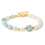 Natural Pearl Chain Bracelets For Women Men Amazonite Stone Crystal Bracelet