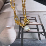 Natural Pearl Chain Pendant Bracelet - Delicate Charm Jewelry