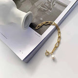 Natural Pearl Chain Pendant Bracelet - Delicate Charm Jewelry