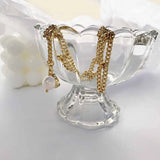 Natural Pearl Chain Pendant Bracelet - Delicate Charm Jewelry