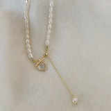 Pearl Necklace Heart Pendant Boho Wedding Jewelry