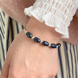 Silver Natural Pearls Bracelets Adjustable Charms Bangles Women Girl Jewelry