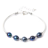 Silver Natural Pearls Bracelets Adjustable Charms Bangles Women Girl Jewelry