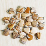Natural Picture Stone Love Heart Beads Pendants 20mm
