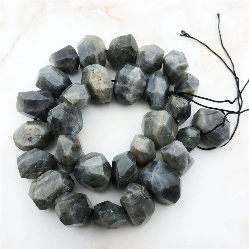 Faceted Labradorite Nugget Gemstone Beads for DIY Jewelry