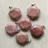 Rhodochrosite Faceted Hexagon Pendants for DIY Necklace 6pcs/lot