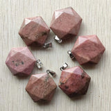 Rhodochrosite Faceted Hexagon Pendants for DIY Necklace 6pcs/lot