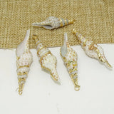 Cowrie Shell Pendant Necklace for Women, Natural Shell-Wrapped Pendant