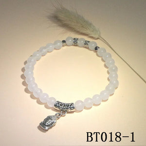 6mm Round Bead Bracelet Jades Topazs Agates Crystals Alloy Accessories