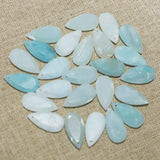 Natural Stone Faceted Water Drop Shape Necklace Pendant Bead Set