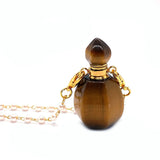 Amethyst Tiger Eye Stone Perfume Bottle Necklace Women