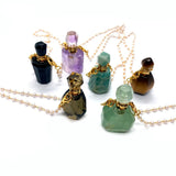 Amethyst Tiger Eye Stone Perfume Bottle Necklace Women