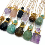 Amethyst Tiger Eye Stone Perfume Bottle Necklace Women