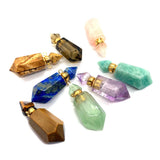 Amethyst Tiger Eye Stone Perfume Bottle Pendant Necklace