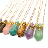 Amethyst Tiger Eye Stone Perfume Bottle Pendant Necklace