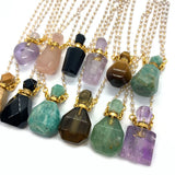 Amethyst Tiger Eye Perfume Bottle Pendant Necklace