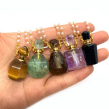 Amethyst Tiger Eye Perfume Bottle Pendant Necklace