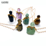 Amethyst Tiger Eye Perfume Bottle Pendant Necklace