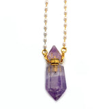 Amethyst Tiger Eye Stone Perfume Bottle Pendant Necklace