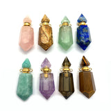Amethyst Tiger Eye Stone Perfume Bottle Pendant Necklace