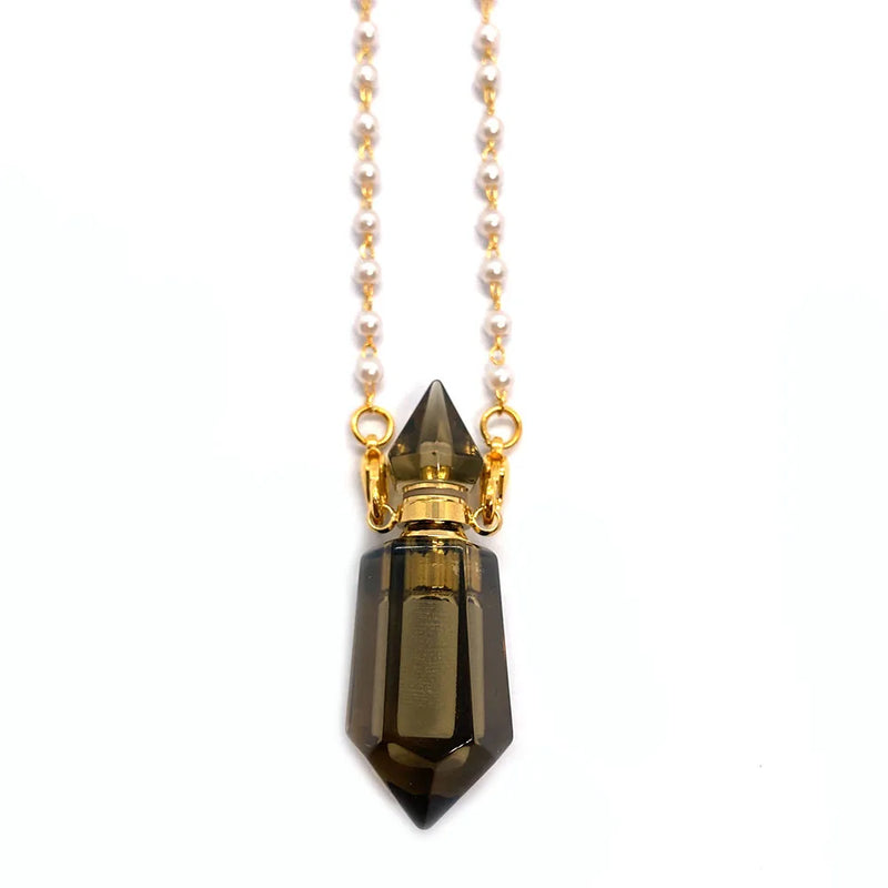 Amethyst Tiger Eye Stone Perfume Bottle Pendant Necklace