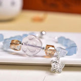 Aquamarine Sugar Cubes Bead Bracelet, Crystal Jewelry for Women