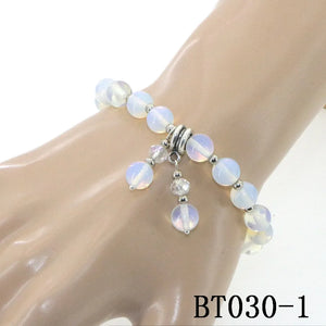 Olive Jade Opal Powder Tourmaline Stone Bracelet Wedding Gift