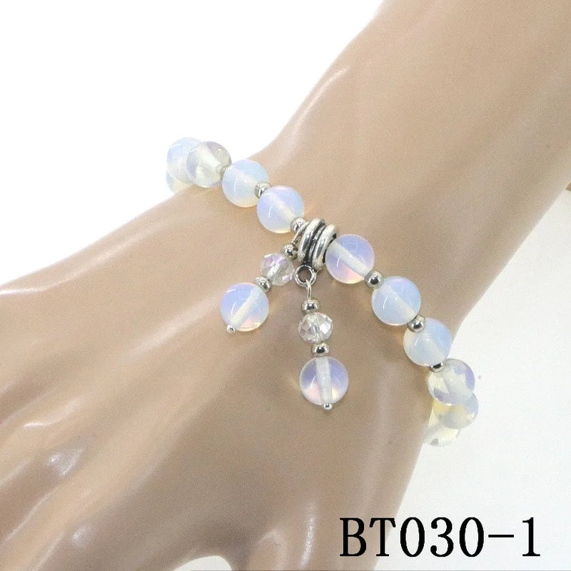 Olive Jade Opal Powder Tourmaline Stone Bracelet Wedding Gift