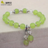 Olive Jade Opal Powder Tourmaline Stone Bracelet Wedding Gift