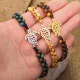 Tortoise Charm Bracelet Women's Natural Stone Jewelry