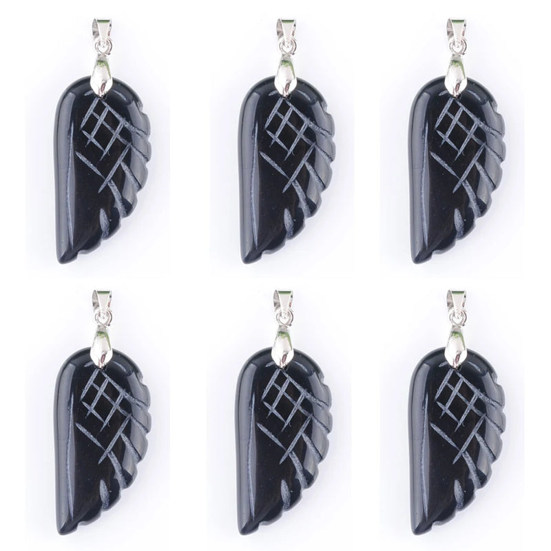 Natural Stone Angel Charms Pendants Agates Beads 6Pcs/lot TN3528