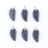 6Pcs Natural Stone Angel Wings Agates Beads Charms Pendants
