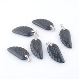6Pcs Natural Stone Angel Wings Agates Beads Charms Pendants