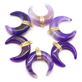Chakra Bull Horn Pendant Crescent Moon Necklace 4Pcs