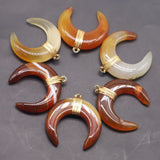 Chakra Bull Horn Pendant Crescent Moon Necklace 4Pcs