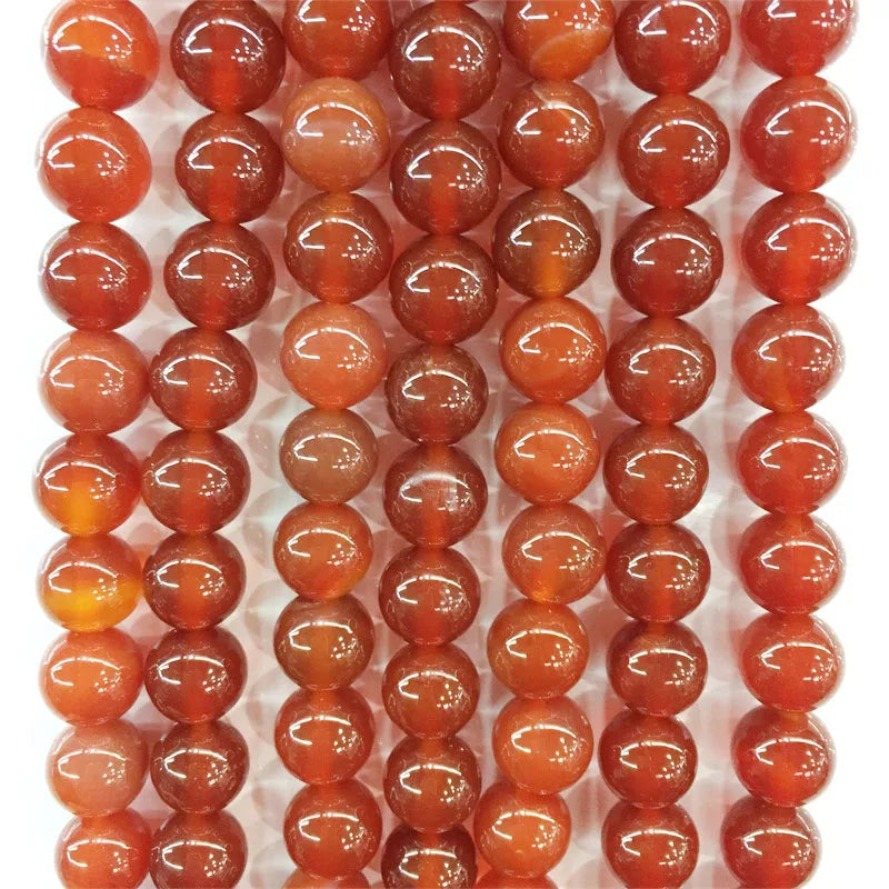 Natural Red Agate Gemstone Beads 6/8/10MM Round for DIY Jewelry Making