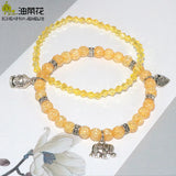 Stone Cracked Crystal 2 Circle Bracelet Woman Gift