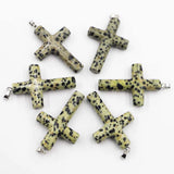 Natural Stone Cross Pendant Reiki Charm Jewelry Women Diy Accessories