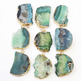 Green Crystal Tooth Cluster Necklaces Pendants Jewelry 6Pcs