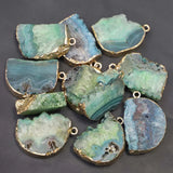 Green Crystal Tooth Cluster Necklaces Pendants Jewelry 6Pcs