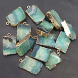 Green Crystal Tooth Cluster Pendants Rough Charms Jewelry 6Pcs