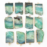 Green Crystal Tooth Cluster Pendants Rough Charms Jewelry 6Pcs