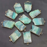 Green Crystal Tooth Cluster Pendants Rough Charms Jewelry 6Pcs